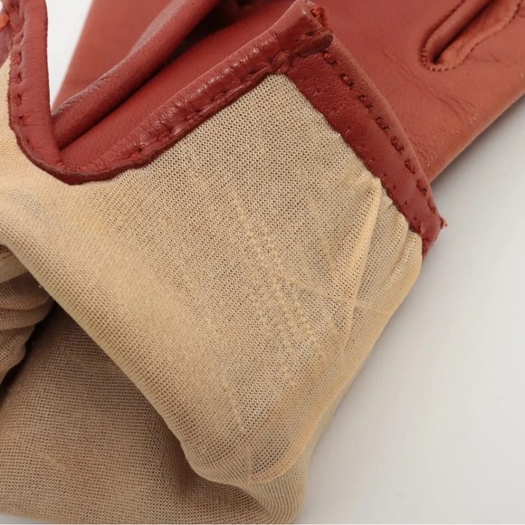 Hermes Lambskin Soya Kelly Lock Gloves Brown Gold - Picture 4 of 9